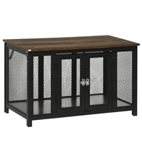 HKM-4324285 Stylish Dog Crate End Table with Openable Top, Spacious for Small Dogs, Durable Wooden Design
