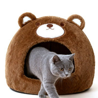 HKM-4324669 Cozy Cat Nest - Warm Closed Sleeping Kennel, 42x42x33cm, White Bear Design