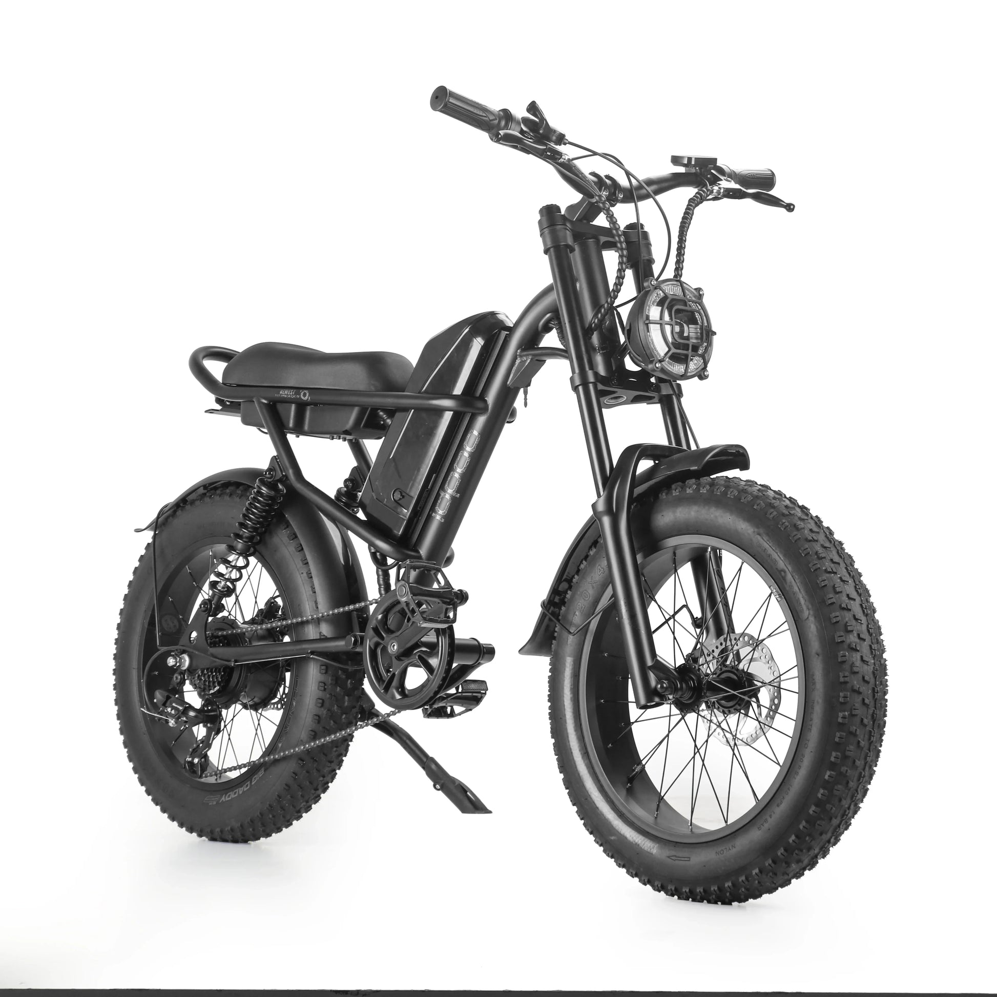 HKM-432467 1000W 20-Inch Fat Tire Electric Bike with 7-Speed Gears, Dual Lithium Batteries, and LCD Display