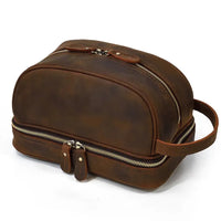 HKM-432595 Genuine Leather Unisex Travel Dopp Kit Toiletry Bag - QB1002