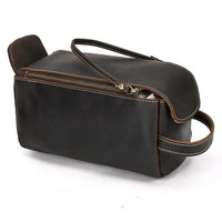 HKM-432595 Genuine Leather Unisex Travel Dopp Kit Toiletry Bag - QB1002