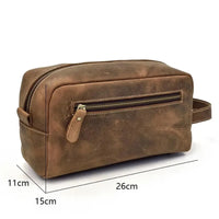 HKM-432595 Genuine Leather Unisex Travel Dopp Kit Toiletry Bag - QB1002