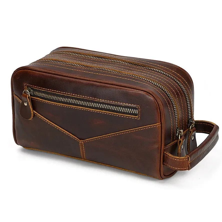 HKM-432595 Genuine Leather Unisex Travel Dopp Kit Toiletry Bag - QB1002