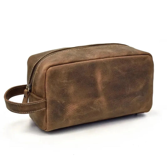 HKM-432595 Genuine Leather Unisex Travel Dopp Kit Toiletry Bag - QB1002