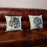HKM-432595 Leopard and Tiger Pattern High Density Satin Fabric Sofa Pillowcase, 45x45cm / 50x50cm