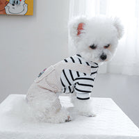 HKM-4326205 Black and White Striped Pocket Overalls for Pets in Casual Style
