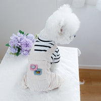 HKM-4326205 Black and White Striped Pocket Overalls for Pets in Casual Style