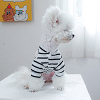 HKM-4326205 Black and White Striped Pocket Overalls for Pets in Casual Style