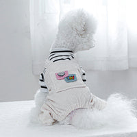 HKM-4326205 Black and White Striped Pocket Overalls for Pets in Casual Style