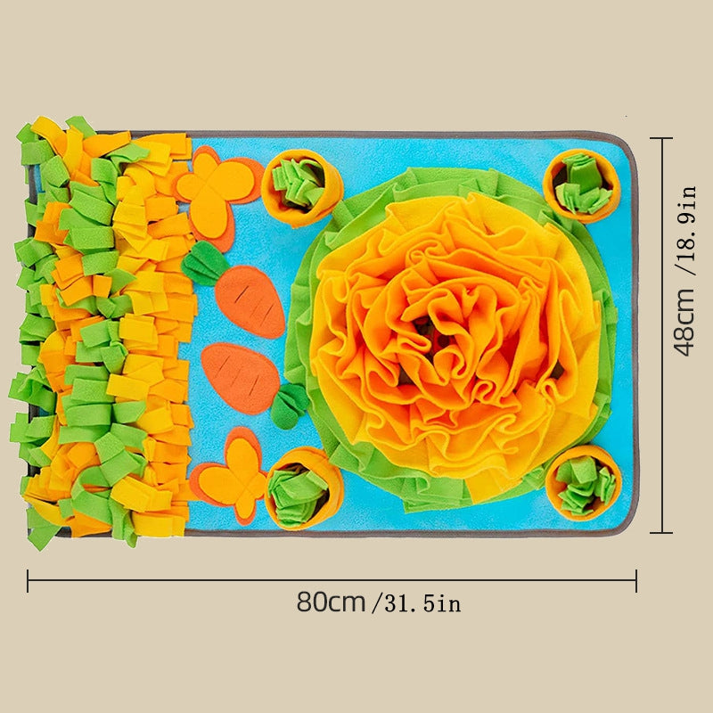 HKM-4326589 Interactive Snuffle Mat for Dogs with Sunflower Design and Food Hiding Pockets