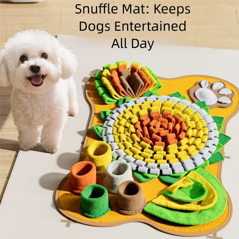 HKM-4326589 Interactive Snuffle Mat for Dogs with Sunflower Design and Food Hiding Pockets