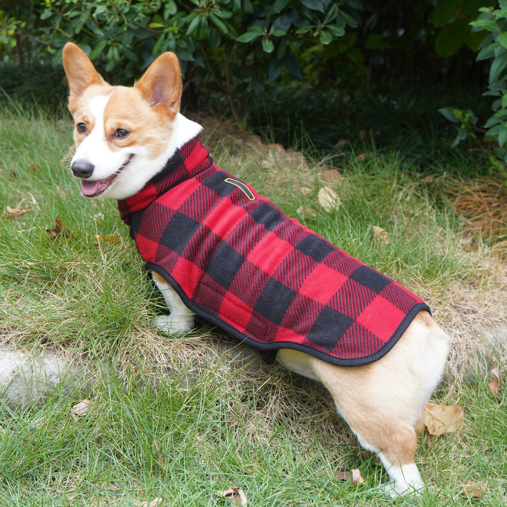 HKM-4326973 Thickened Polar Fleece Coat Vest for Pets in Red and Black Plaid & Black and White Plaid