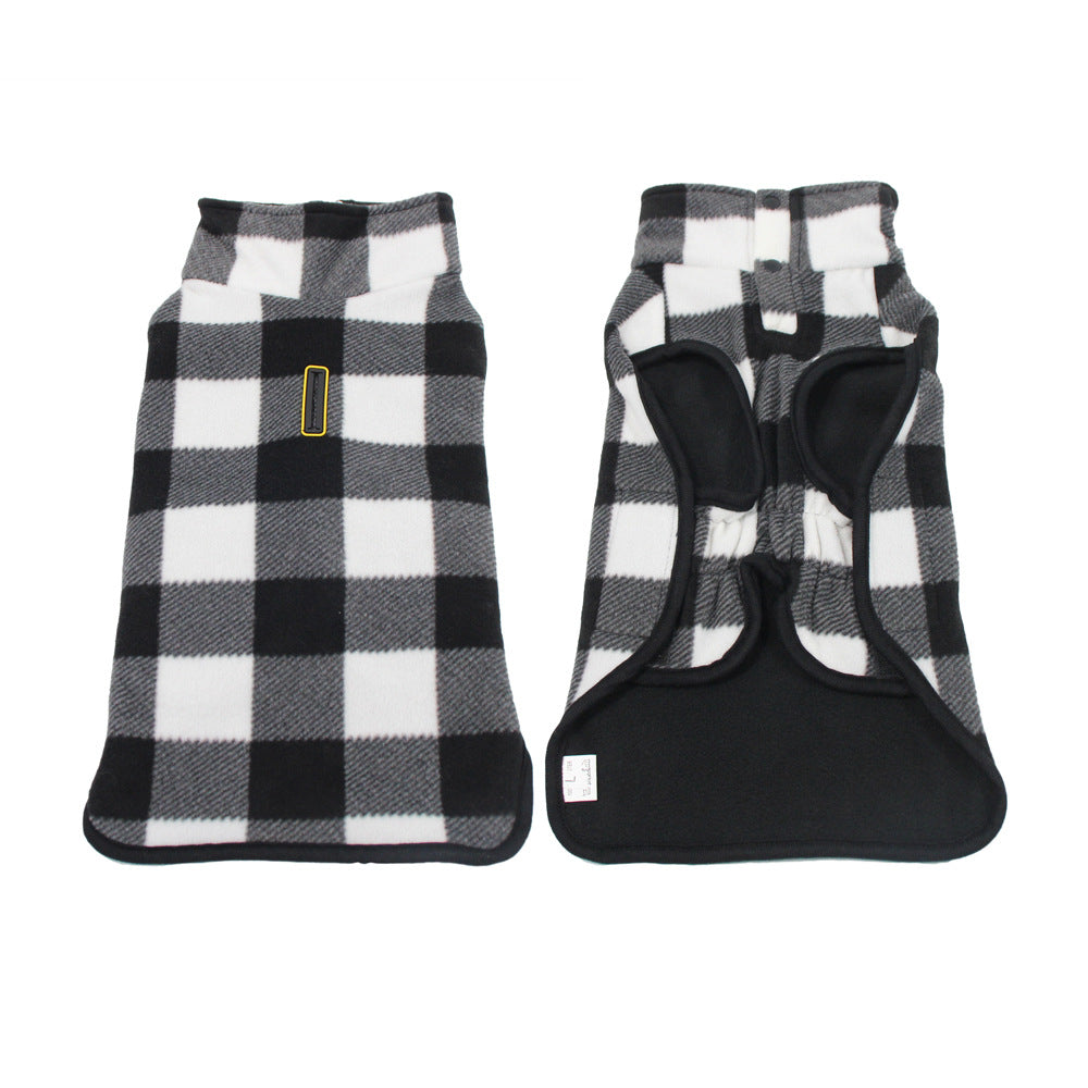 HKM-4326973 Thickened Polar Fleece Coat Vest for Pets in Red and Black Plaid & Black and White Plaid