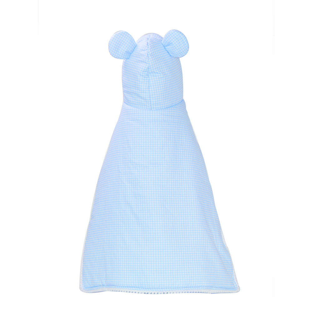 HKM-4327229 Cute Plaid Cotton Dog Cloak and Cat Cover in Pink and Blue, Various Sizes Available