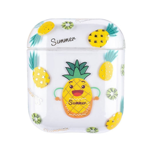 HKM-432723 Cartoon Fruit Earphone Cover for Apple Devices - Clamshell Style, Transparent PC Material