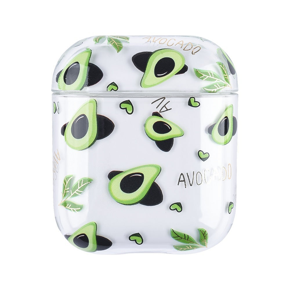 HKM-432723 Cartoon Fruit Earphone Cover for Apple Devices - Clamshell Style, Transparent PC Material
