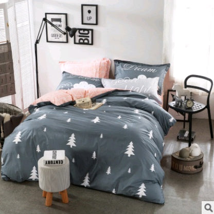 HKM-432851 Cotton Four-Piece Fashion Bedding Set with Personalized Design and Paint Printing