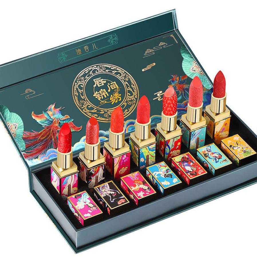 HKM-432915 Imperial Palace Carved Lipstick Set, 3.8g x 7 Pieces, Long-lasting Formula