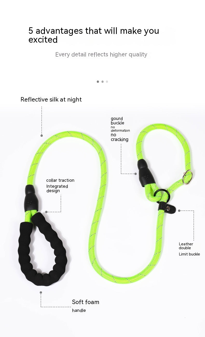 HKM-4330173 Reflective Nylon Pet Traction Rope - Available in Multiple Colors and Lengths