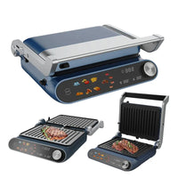 HKM-433043 Digital Glass Surface Smokeless Indoor Panini Grill - 180 Degrees Opening Contact Toaster
