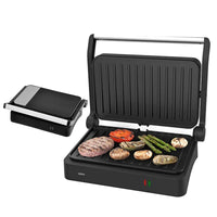 HKM-433043 Digital Glass Surface Smokeless Indoor Panini Grill - 180 Degrees Opening Contact Toaster