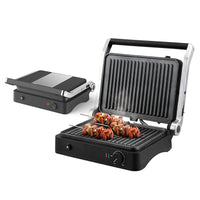 HKM-433043 Digital Glass Surface Smokeless Indoor Panini Grill - 180 Degrees Opening Contact Toaster