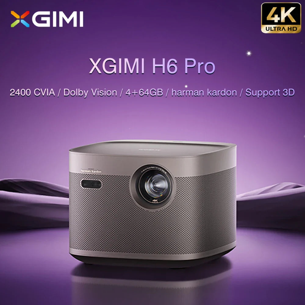 HKM-433043 XGIMI H6 4K Laser Projector with 2400 Lumens, Android System, 4GB RAM, 64GB Storage, Auto Keystone & Focus