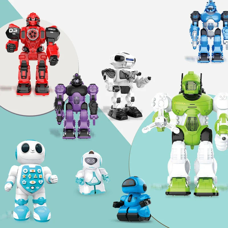 HKM-433107 RC Intelligent Interactive Dancing Robot Toy for Children Ages 3+ - Light & Sound Function, Battery Operated, Four-Wheeled Design