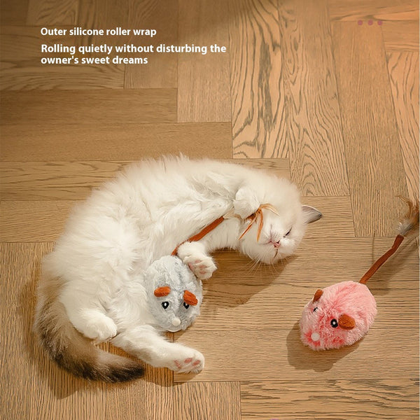 HKM-4331197 Interactive Plush Electric Mouse Cat Toy on a Pole for Self-Play and Stress Relief