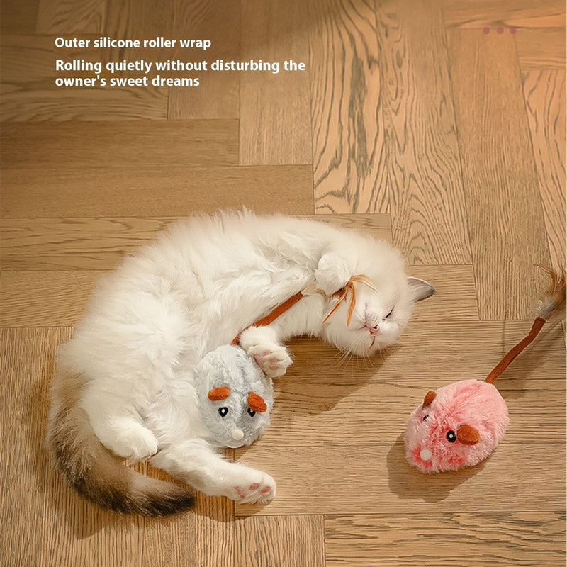 HKM-4331197 Interactive Plush Electric Mouse Cat Toy on a Pole for Self-Play and Stress Relief