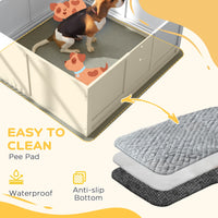 HKM-4331837 PawHut Whelping Box with Adjustable Door and Pig Rail for Safe Puppy Care