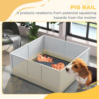 HKM-4331837 PawHut Whelping Box with Adjustable Door and Pig Rail for Safe Puppy Care