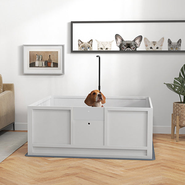 HKM-4331837 PawHut Whelping Box with Adjustable Door and Pig Rail for Safe Puppy Care