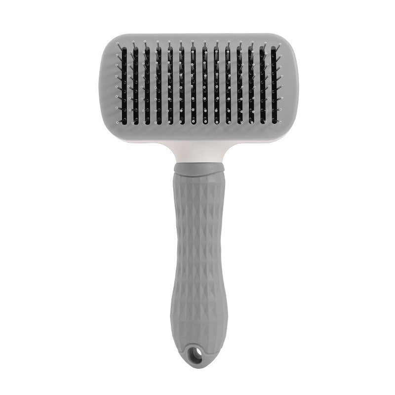 HKM-4331965 Self-Cleaning Pet Comb with Stainless Steel Needles - Effective Hair Removal Brush for Cats and Dogs
