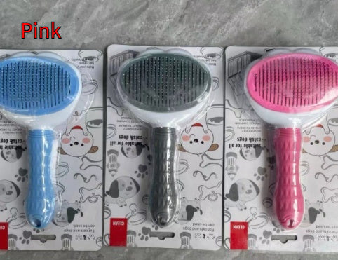 HKM-4331965 Self-Cleaning Pet Comb with Stainless Steel Needles - Effective Hair Removal Brush for Cats and Dogs