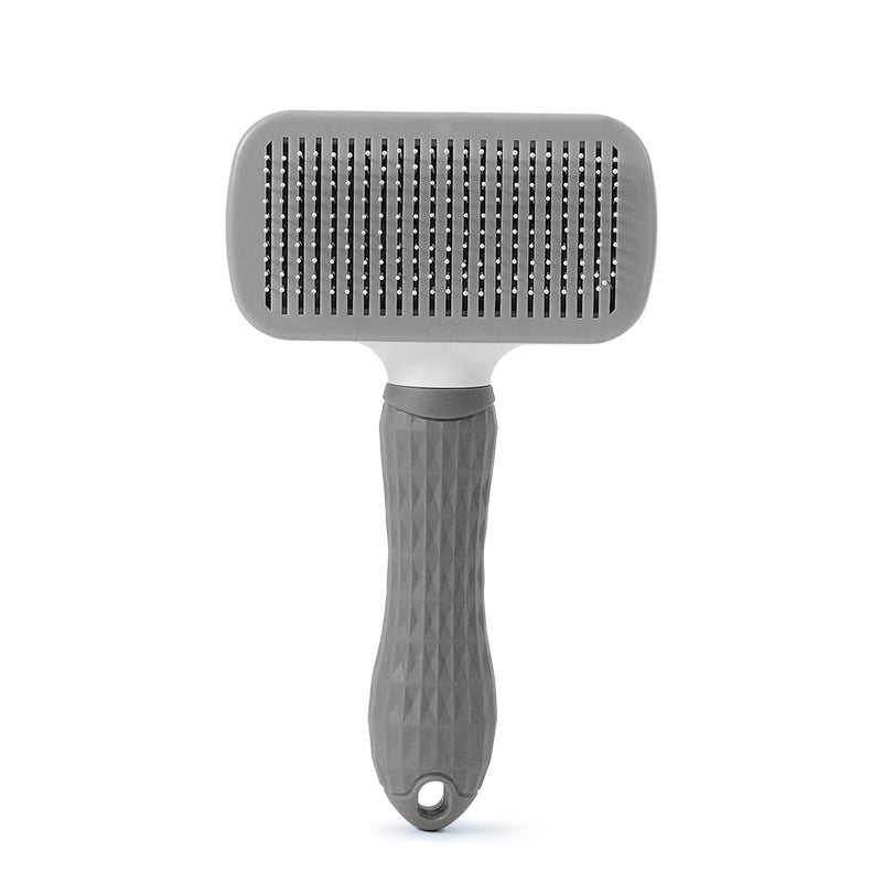 HKM-4331965 Self-Cleaning Pet Comb with Stainless Steel Needles - Effective Hair Removal Brush for Cats and Dogs