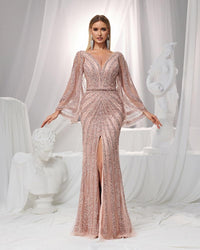 HKM-433235 Elegant Pink Evening Dress for Ladies - EZ25132 Model