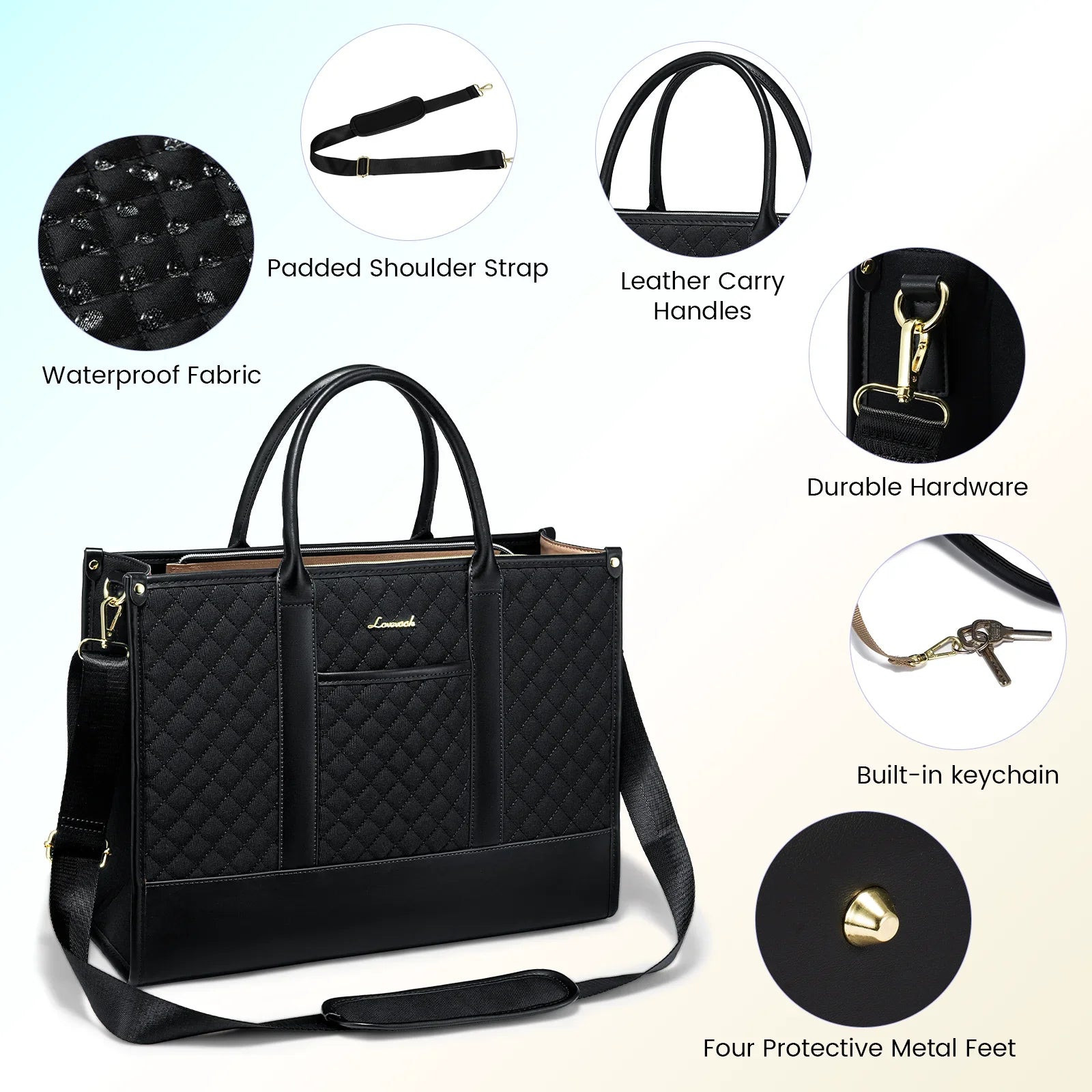 HKM-433235 Stylish Women's Laptop Tote Bag for 15.6-17 Inch Laptops - Versatile Large Capacity Handbag Suitable for Office and Business Use