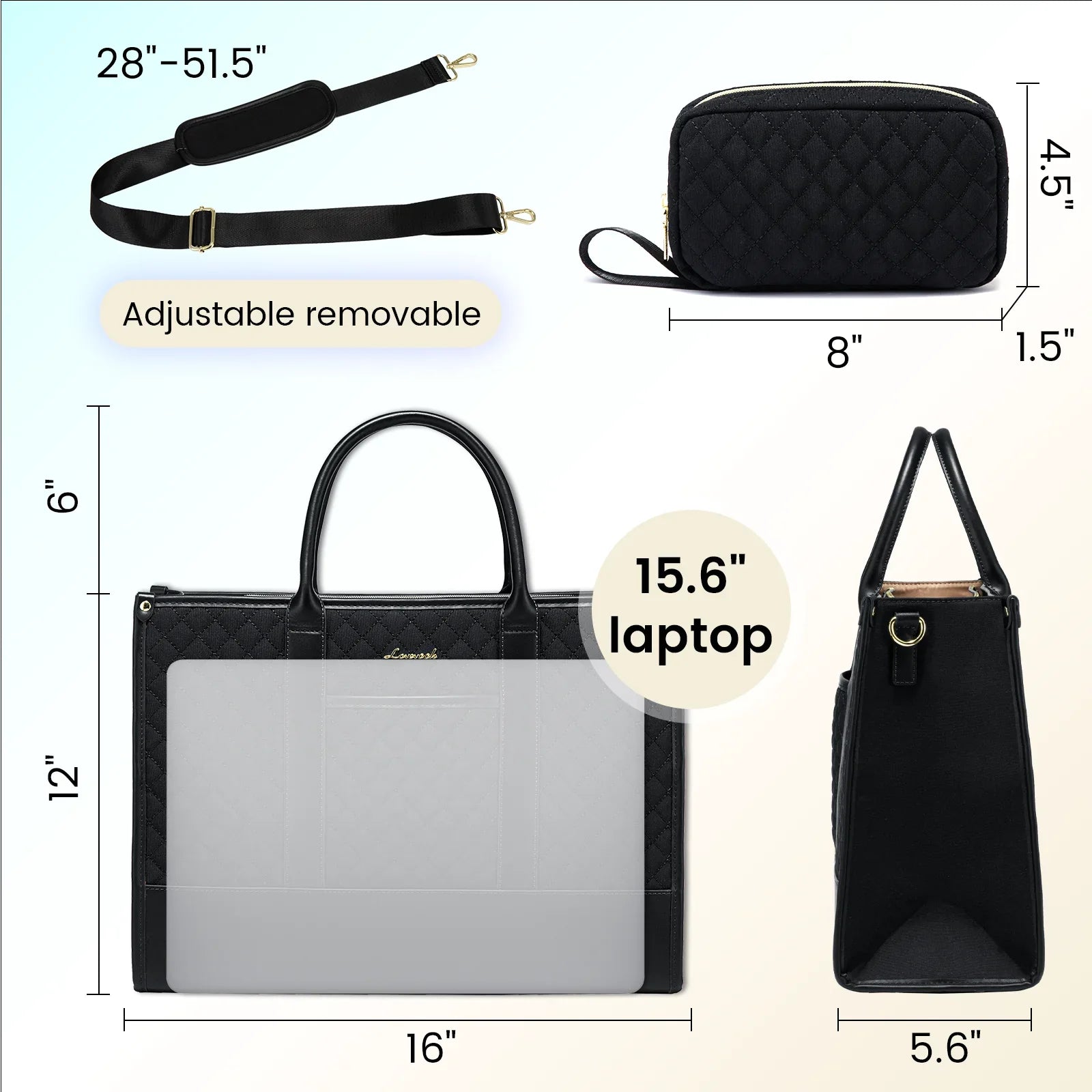 HKM-433235 Stylish Women's Laptop Tote Bag for 15.6-17 Inch Laptops - Versatile Large Capacity Handbag Suitable for Office and Business Use