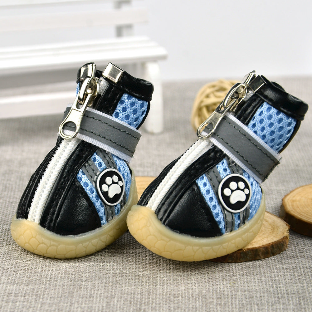 HKM-4332989 Breathable Reflective Mesh Dog Shoes in Red, Yellow, and Blue – Multiple Sizes Available