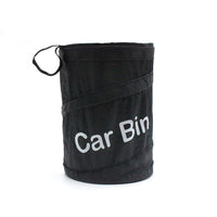 HKM-433363 Automotive Folding Trash Can - Car-Mounted Polyester Waste Bin, 15x20CM, Black