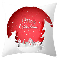 HKM-433363 Festive Santa Elk Snowflake Pillow Cover - 45x45cm Polyester Cushion Cover for Christmas Decor