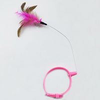 HKM-4334141 Cat Teaser Collar with Feather and Bell - Adjustable Size for Cats