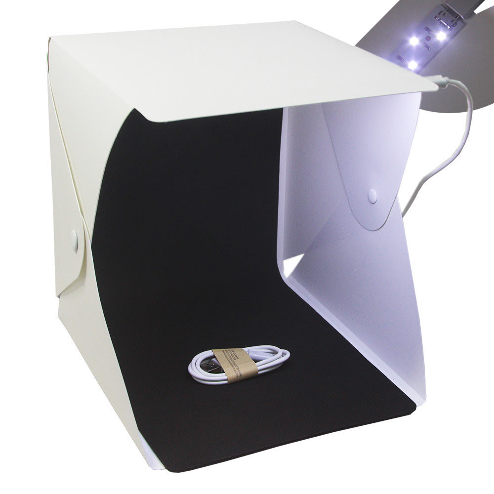 HKM-433427 Compact 20cm LED Light Box for Personal Photography with Black and White Backgrounds