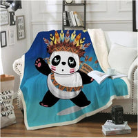 HKM-433491 Panda Series Coral Fleece Flannel Blanket for Cozy Comfort