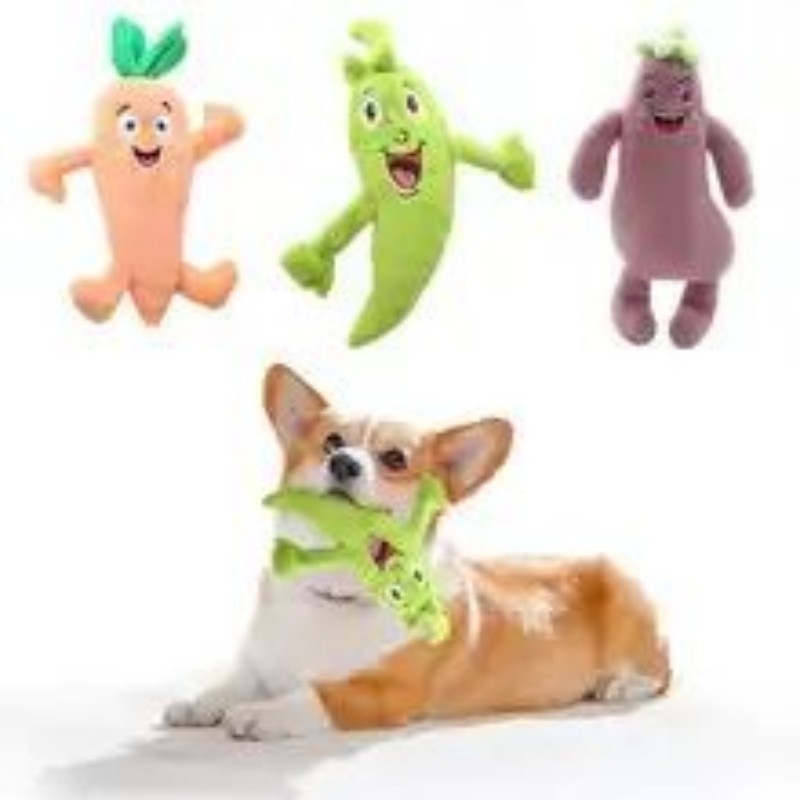 HKM-4335805 Soft Plush Squeaky Chew Toy for Medium to Large Dogs - Vegetable Design Pet Accessory