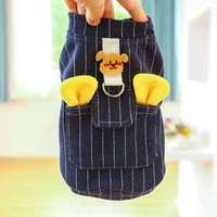 HKM-4336701 Small Dog Vest with Chest Back Traction Rope in Vertical Stripes and Solid Colors