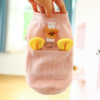 HKM-4336701 Small Dog Vest with Chest Back Traction Rope in Vertical Stripes and Solid Colors