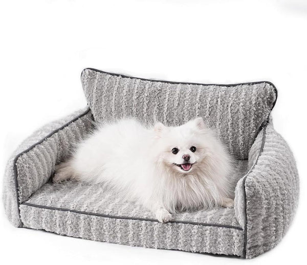 HKM-433683 Orthopedic Supportive Pet Sofa Bed for Small to Medium Dogs and Cats, Removable Cover, Anti-Slip Design, Grey, Large Size
