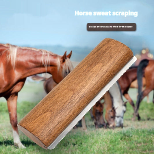 HKM-4337597 20cm Solid Wood Serrated Horse Sweat Scraper for Grooming and Cleaning
